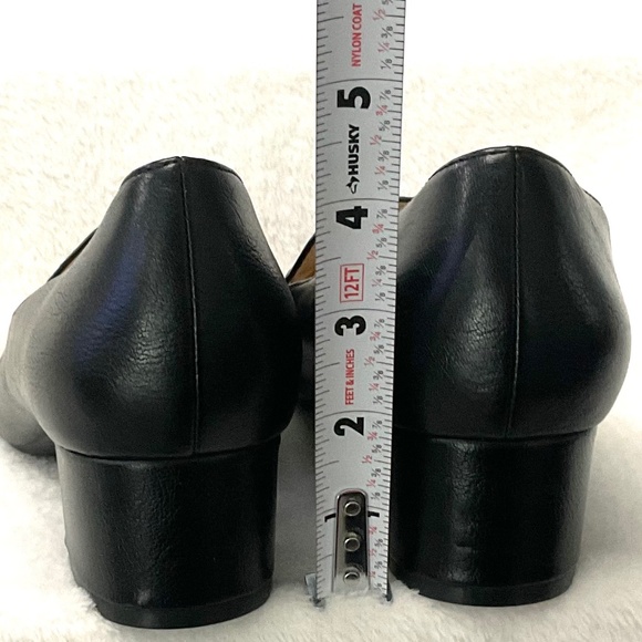 BLACK CASUAL MINIMALIST COMFORT SLIP ON CHUNKY BLOCK HEEL DRESSY LOAFER SZ 8.5M - Picture 11 of 12